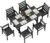 Devoko 7-Piece Patio Dining Set, 1 Umbrella Hole Table & 6 Ergonomic Chairs