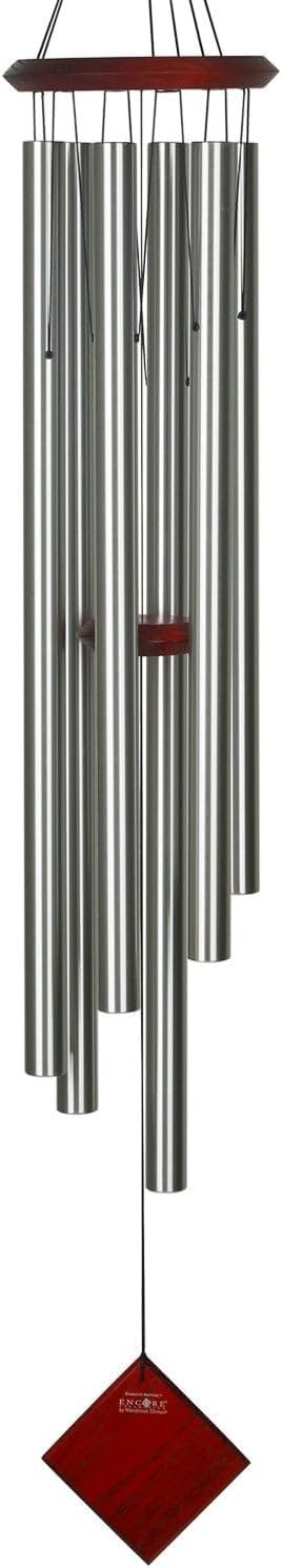 Woodstock Chimes Neptune Wind Chime for Outside 54″ Large Silver, Deep Tone Sound for Outdoor Garden, Patio, Porch Decor, Encore Collection DCS54
