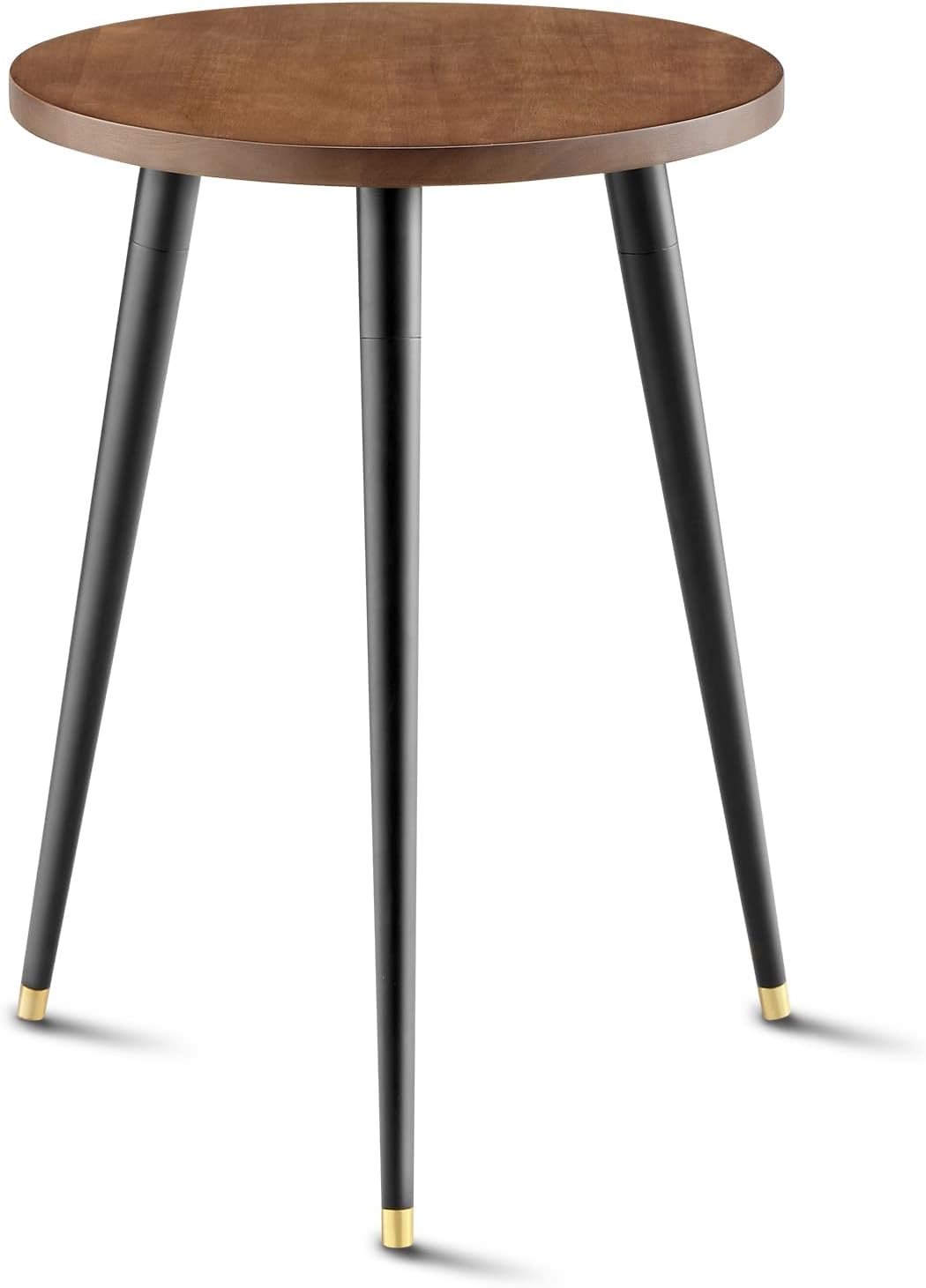 KINNARY Plant Stand Indoor, Mid Century Wood Plant Stand Plant Table for Flower Pots, Heavy Duty Metal Tall Plant Holder, Modern Home Decor Small Round Side End Table (11.8″x16″)
