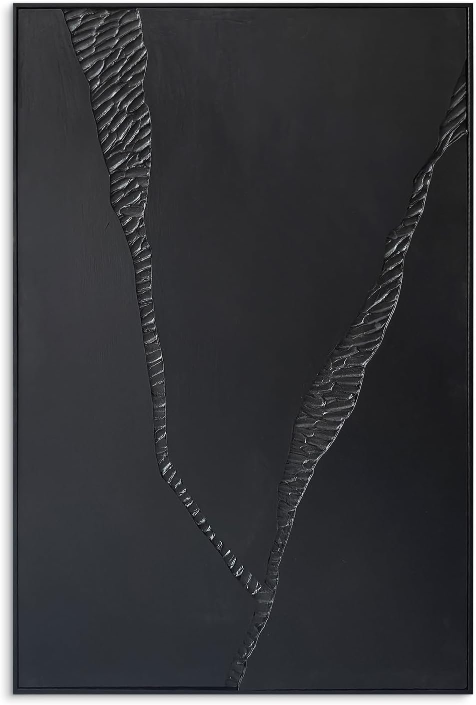SAFERRYHOME Black 3D Textured Abstract Minimalist Wall Art, 24″x36″ Framed