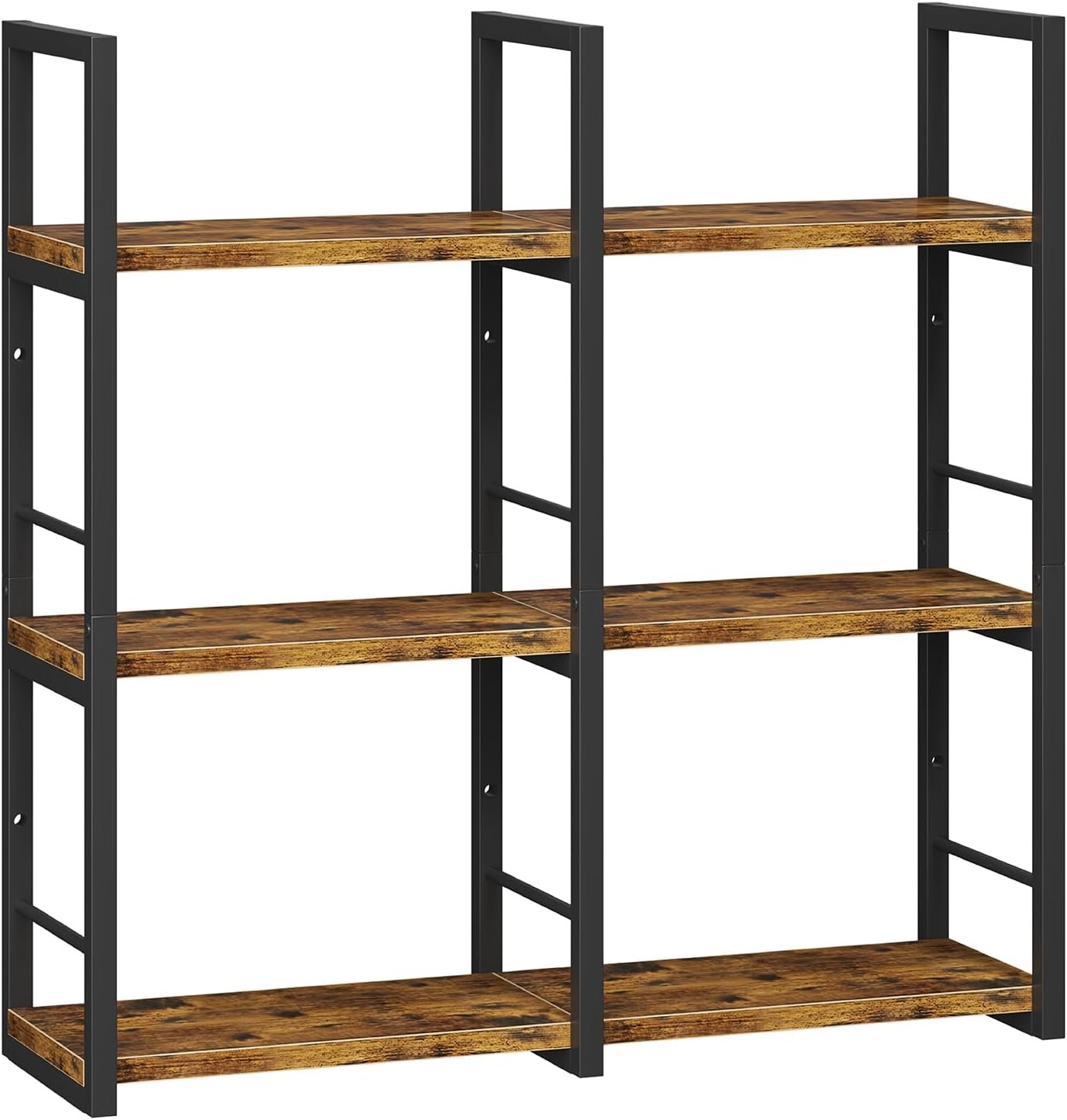 31.5 Inch Floating Shelves, 6 Tier Wood Shelves for Wall, Heavy Duty Wide Wall Mount Shelves for Living Room Bedroom Kitchen Classroom, Rustic Brown