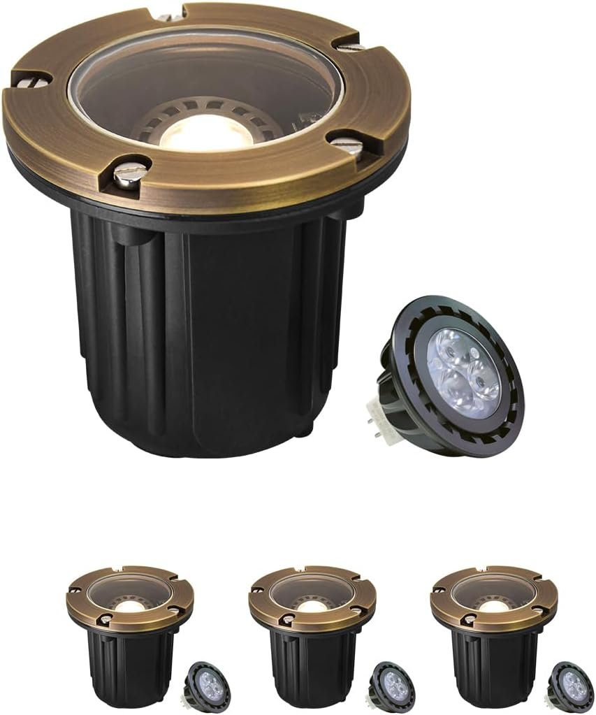 MALORY Low Voltage Landscape Well Lights, (φ126 mm) Brass Top Cover