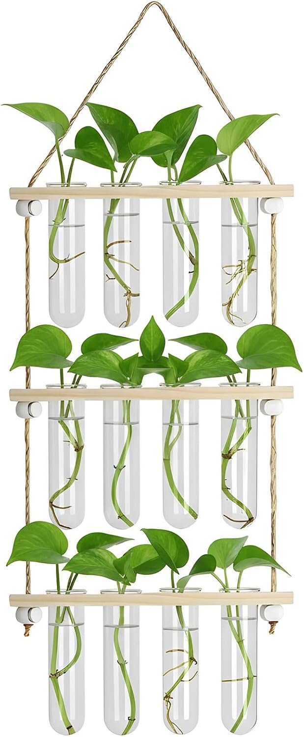 12 Tubes Hanging Plant Propagation Station,Hydroponic 3 Tiered Wall Planter