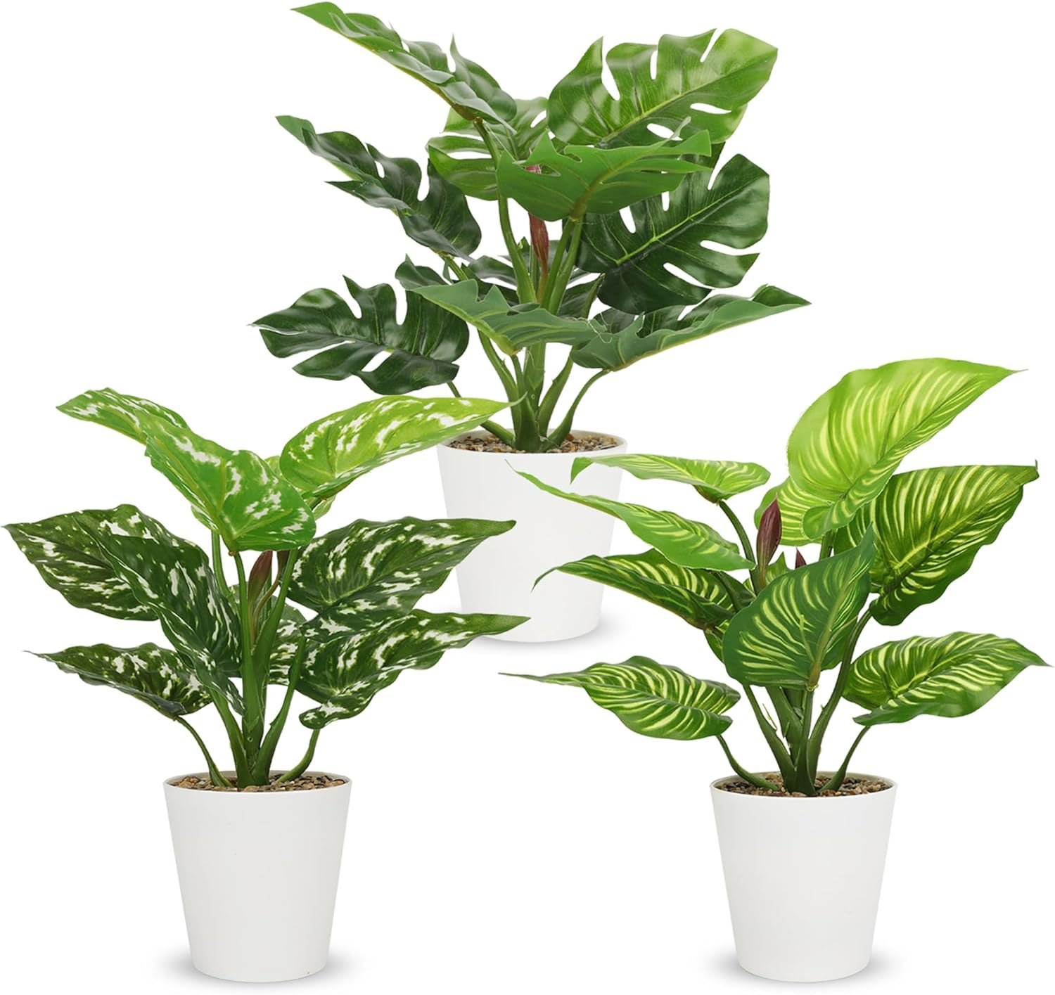 3 Pack Small Artificial Potted Plants for Home, Office Decor