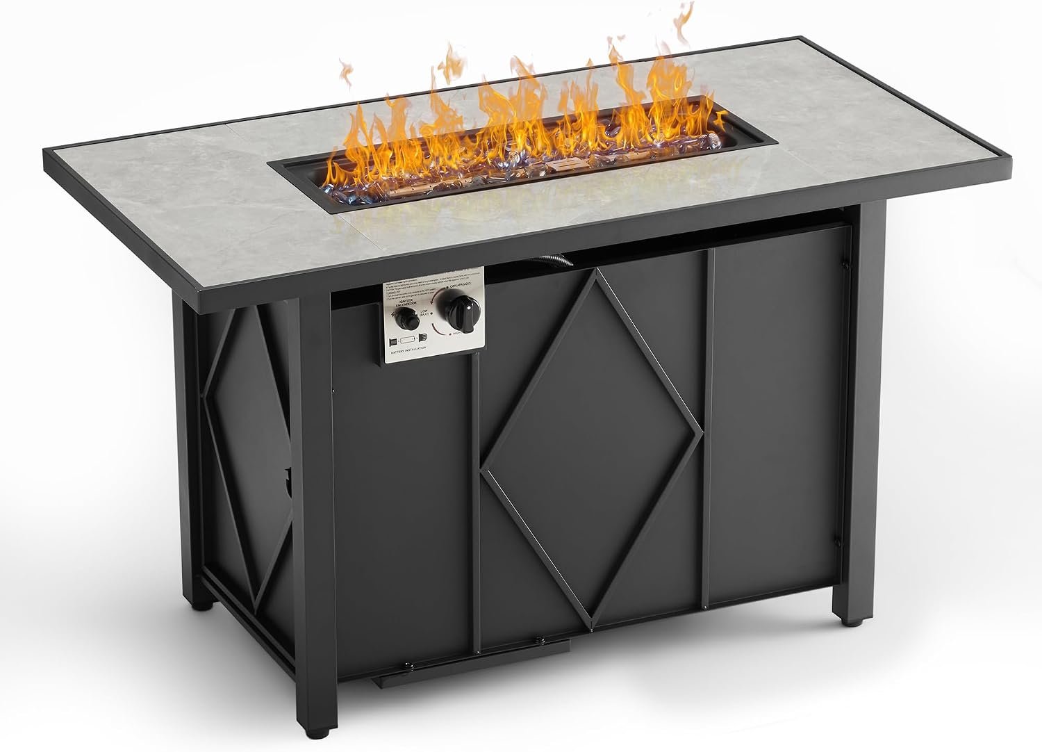 Sweetcrispy 43 Inch Propane Fire Pit Table, 50000 BTU Outdoor Gas Firepit