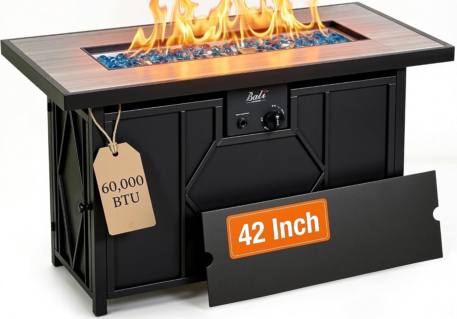 42 inch Propane Fire Pit Patio Outdoor Fire Pit Table Large Rectangular