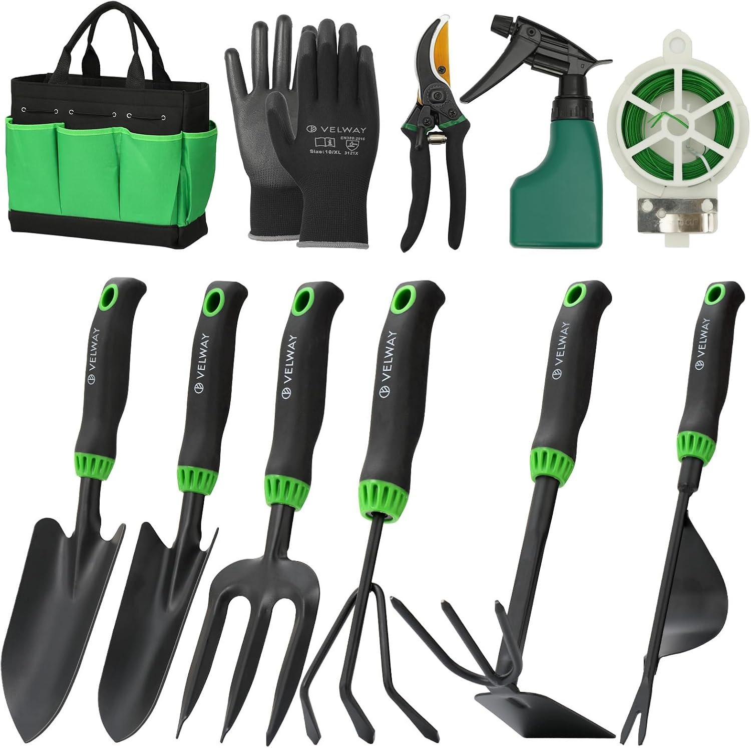 Velway 11-Piece Garden Tools Set Heavy Duty with Ergonomic Handles