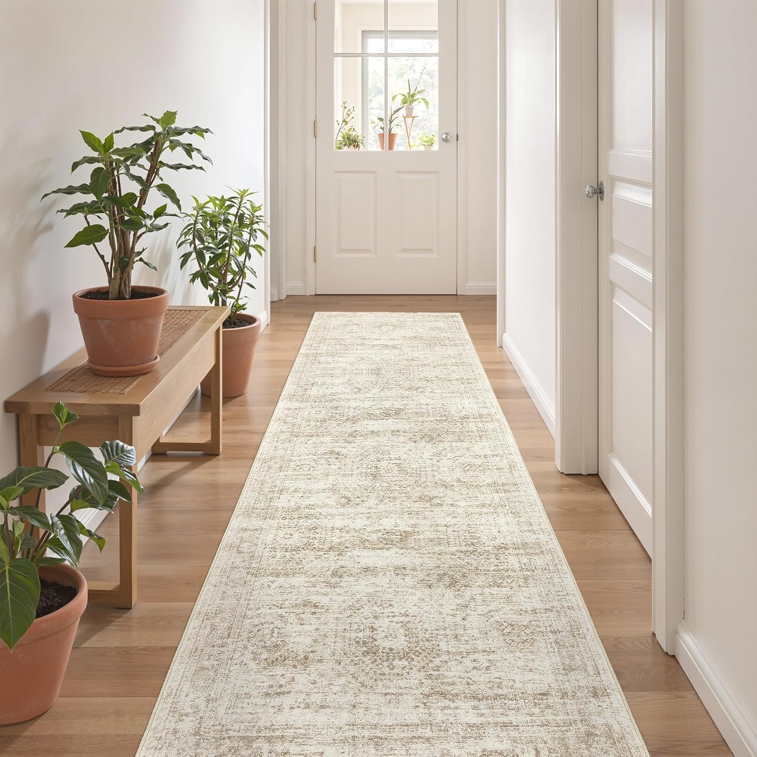 2×8 Runner Rug Non Slip,Washable Hallway Runner Rug,Beige