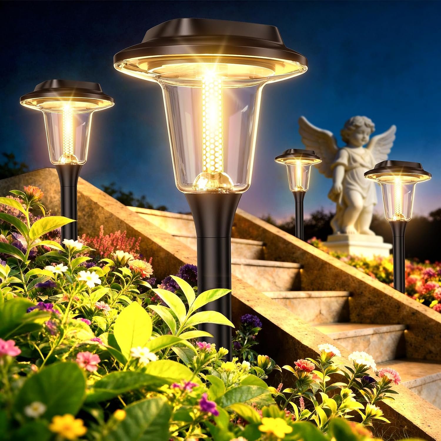 2026 New Solar Pathway Lights, 8 Pack Solar Lights Outdoor, Waterproof IP65, Upgraded Bright LED, Auto On/Off, Modern Garden Lights, Solar Powered Light for Yard, Lawn, Walkway, Driveway, Patio Decor