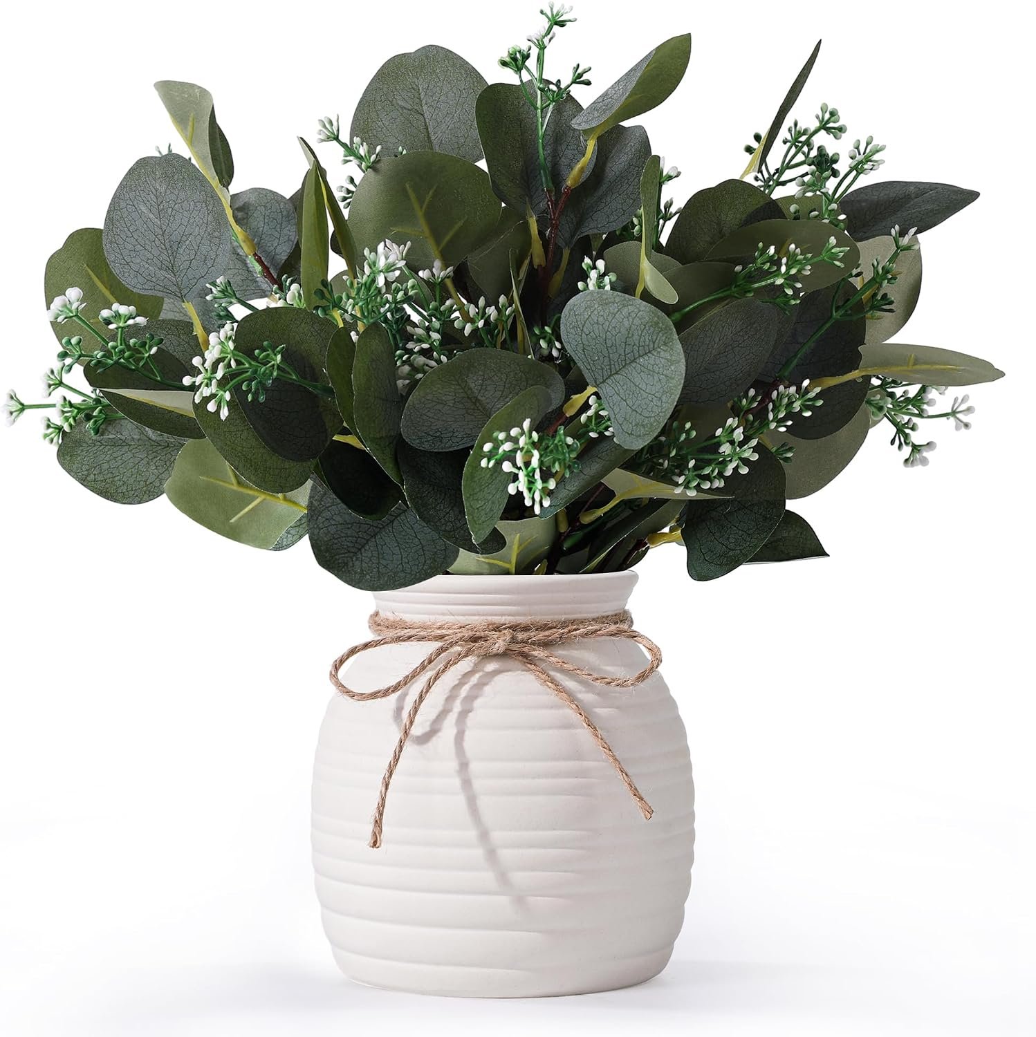 20pcs Artificial Eucalyptus Plants in Vase for Modern Farmhouse Home Decor