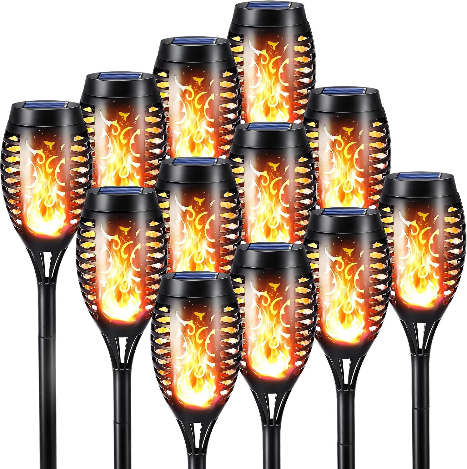 Toodour Solar Torch Flame Lights, 12 Pack Solar Halloween Lights Outdoor