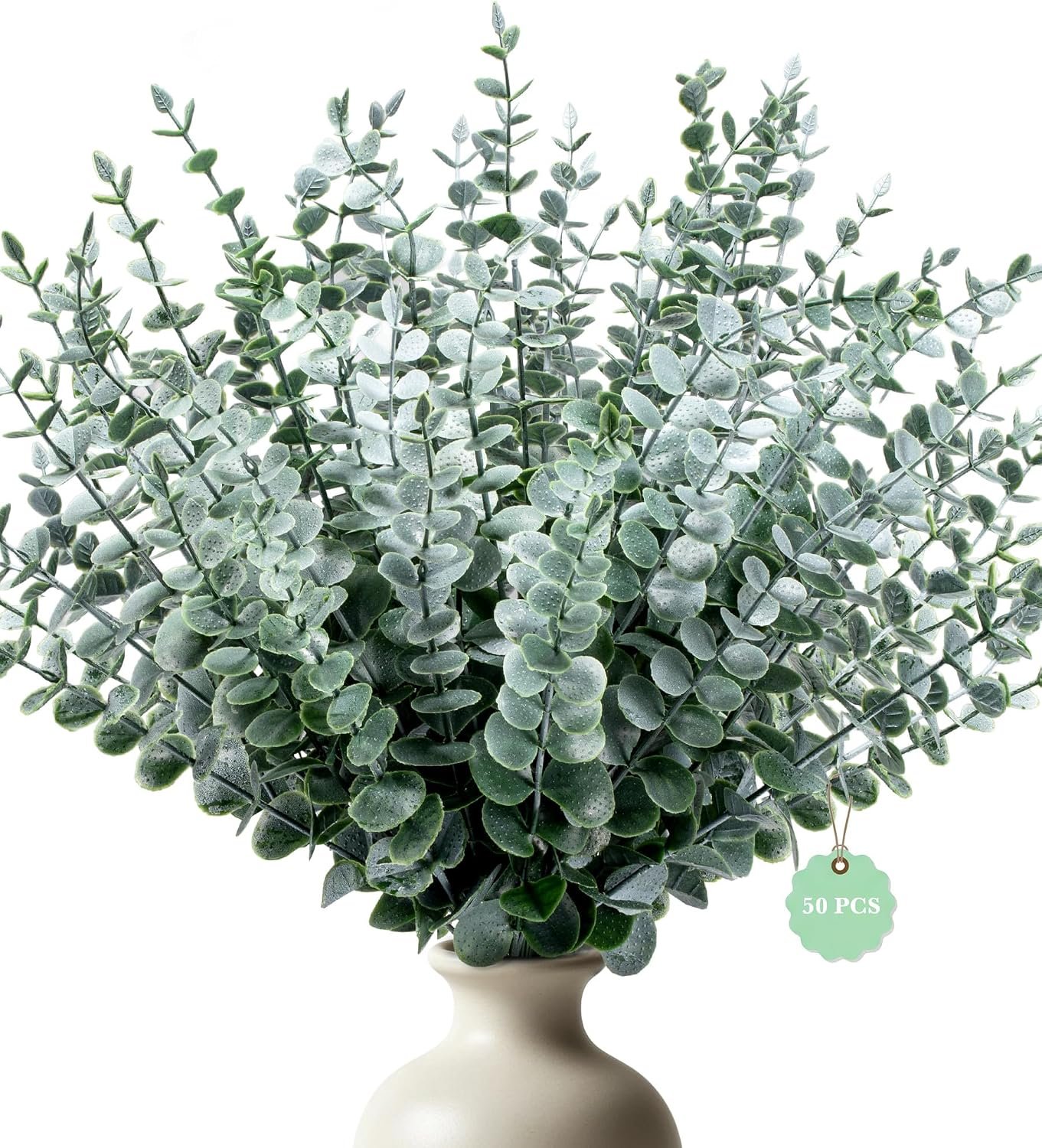 50 Pcs Eucalyptus Stems Artificial Eucalyptus Leaves,Fake Eucalyptus Plants