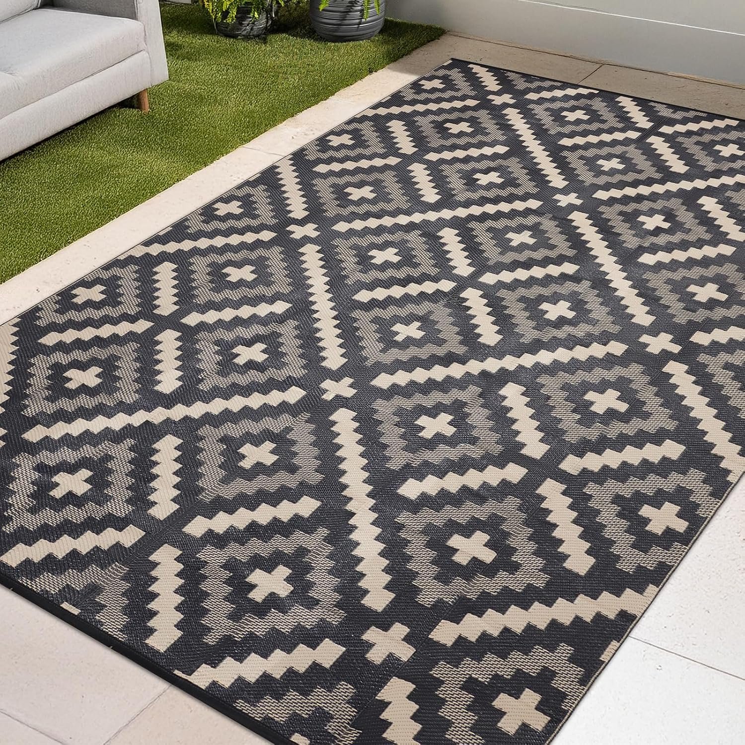 YONILE Outdoor Rug Waterproof for Patio,5×8 ft Outdoor Plastic Straw Rug