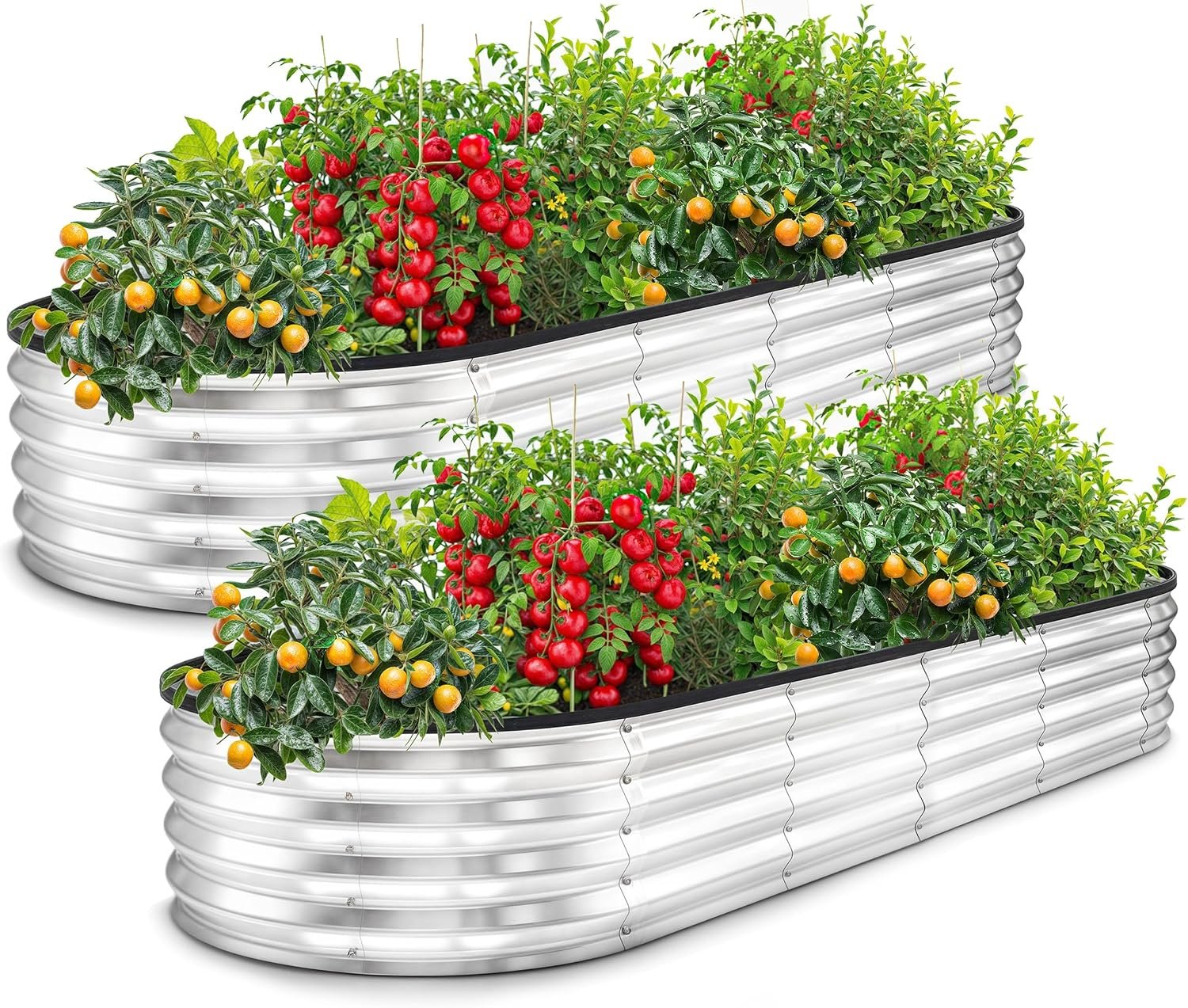 Utopia Home Galvanized Raised Garden Bed 6x2x1 Ft, Pack of 2 Silver
