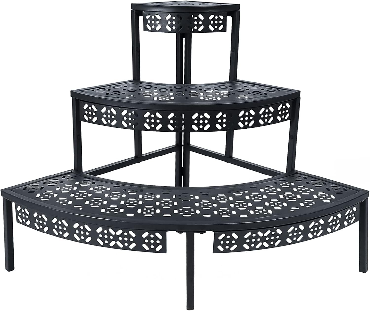 aboxoo 3-Tier Metal Plant Stand, Stair-Step Corner Shelf for Indoor/Outdoor