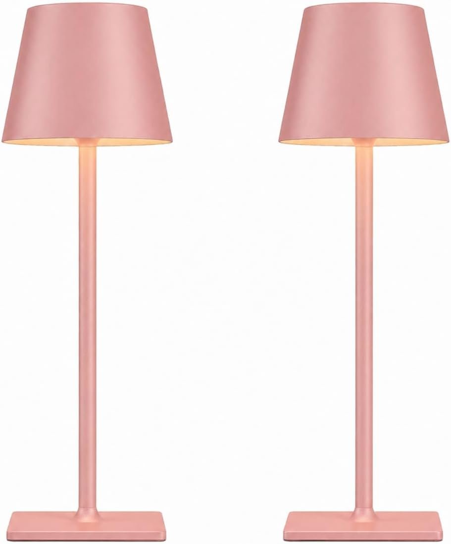 Yogaret Pink Cordless Table Lamps, 6000mAh Rechargeable Battery, 2 Pack