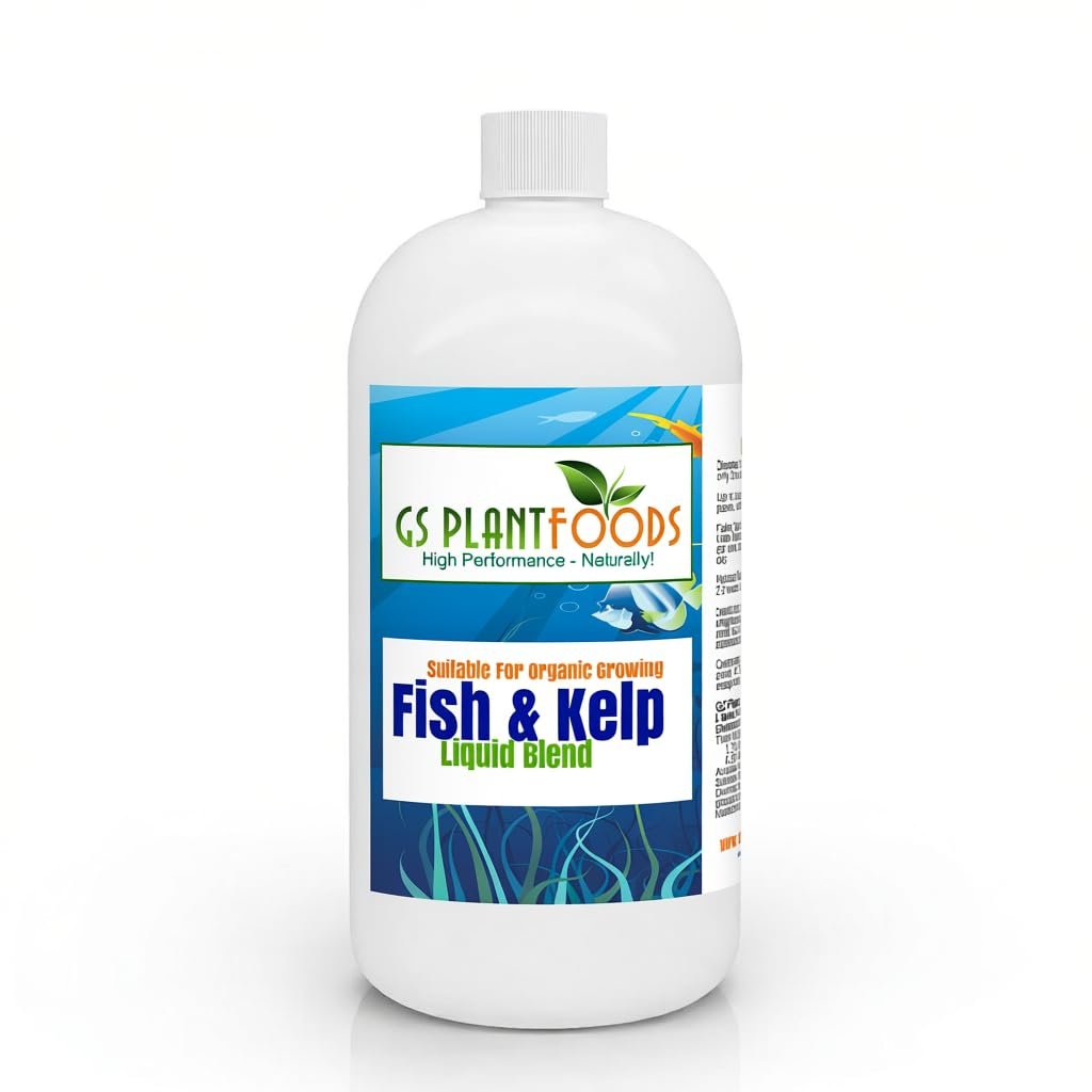 GS Plant Foods Liquid Fish & Kelp Fertilizer (1 Quart) – Organic Material Review Institute Listed Natural Plant Food for Home Gardens, and Vegetables