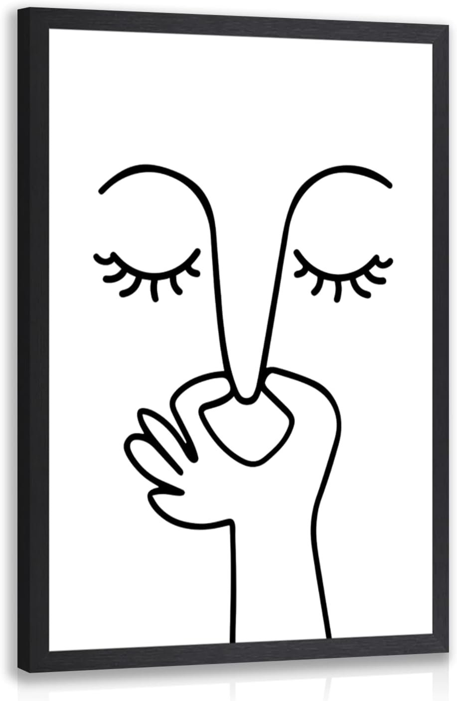IAFWZX Wood Framed Funny Pinching Nose Bathroom Wall Art 8×10 in