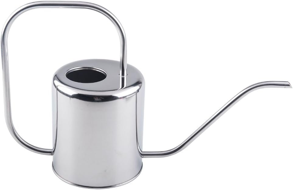Fasmov 51 Oz Stainless Steel Watering Can Modern Style Watering Pot, Watering Can with Long Spout for Easy Pour, Water Outdoor Garden, Indoor Plant (Silver)