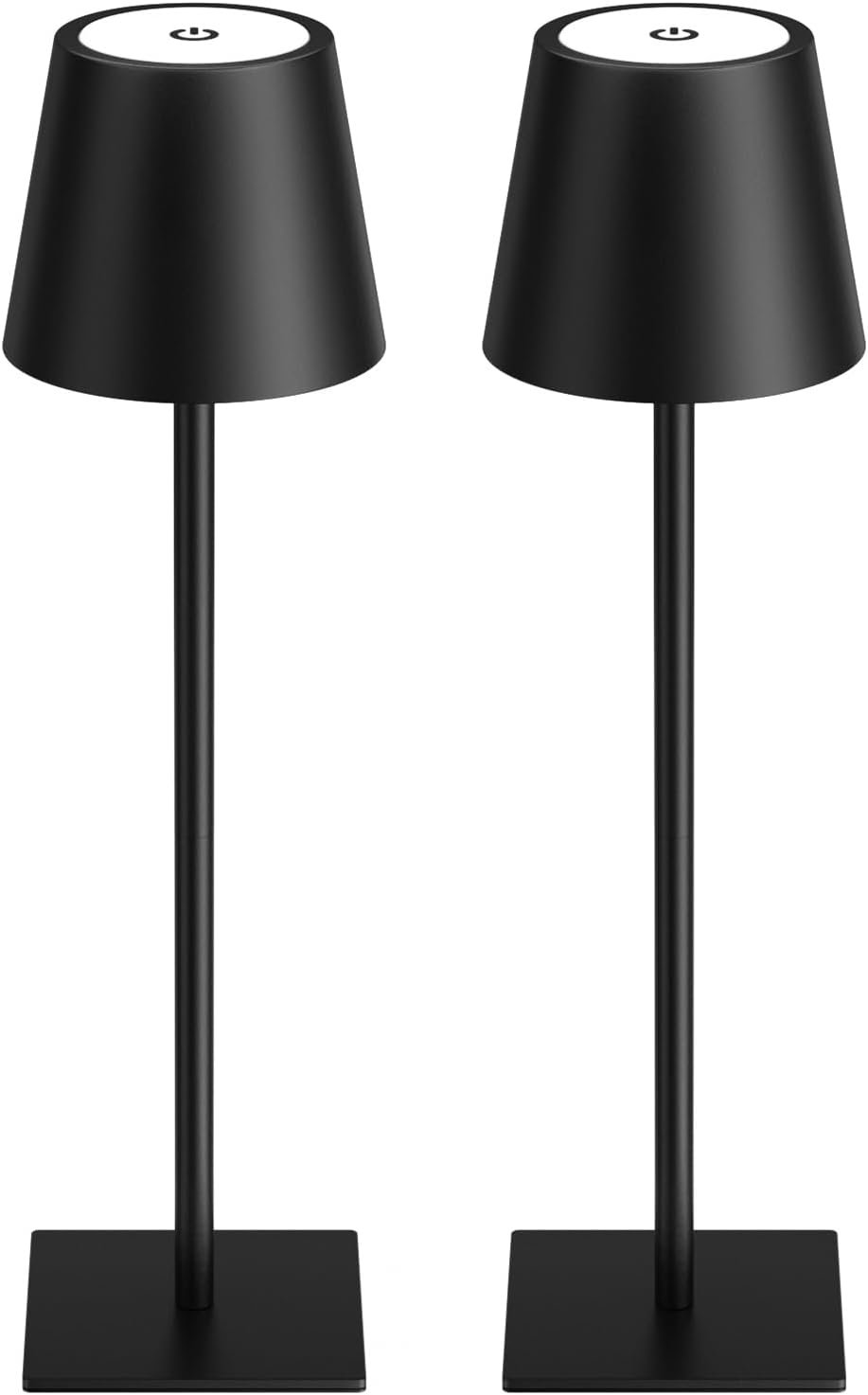 Kakanuo Cordless Rechargeable Table Lamp Black 5000mAh Battery Operated Lamps, 3 Colors Stepless Dimming Touch Lamp for Living Room, Kitchen Counter, Dining, Outdoor Patio, 2 Pack