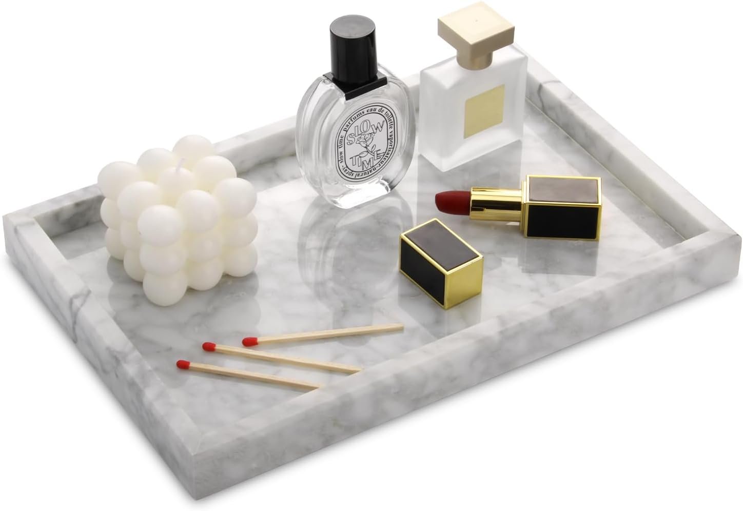 Marble Bathroom Vanity Tray, Carrara White, 12″x 8″ x1.2″