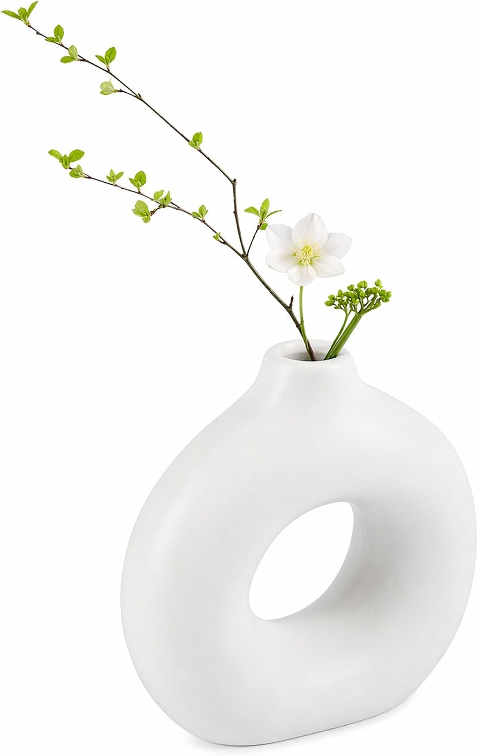 Restaurantware-Table Art Flower Vase, 1 Donut Vase – Minimalist Style, For Fresh Or Artificial Flowers, Black Ceramic Piece For Home Decor, Kitchen, Home, Living Room, Office, And More