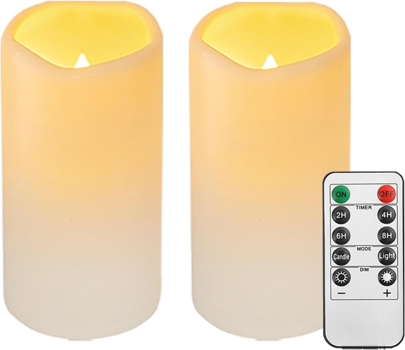 2PACK Outdoor Plastic flameless Candles with Remote Control and Timer