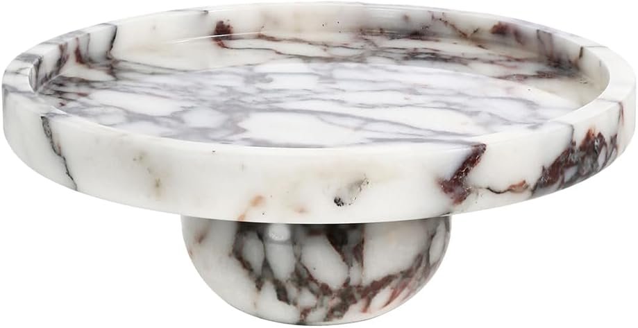 Marble Decorative Tray, 7″ Round Marble Tray for Coffee Table