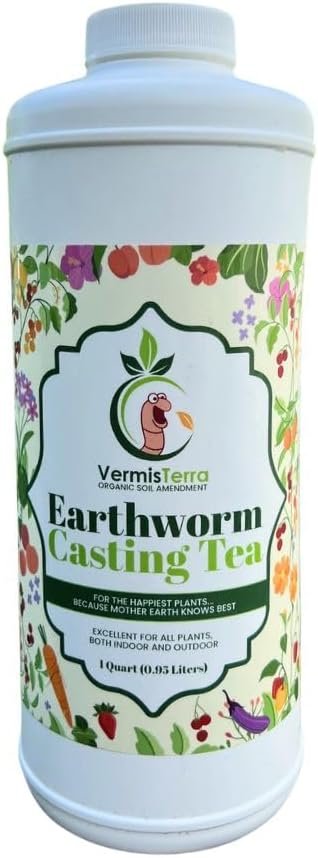 Worm Tea for Gardening – 32oz Quart – Organic Earthworm Soil Enhancer – Vermicompost with Kelp – Increase Yields, Boost Growth, Reduce Stress- Vegetables, Flowers, Fruit Trees – Plant Probiotic