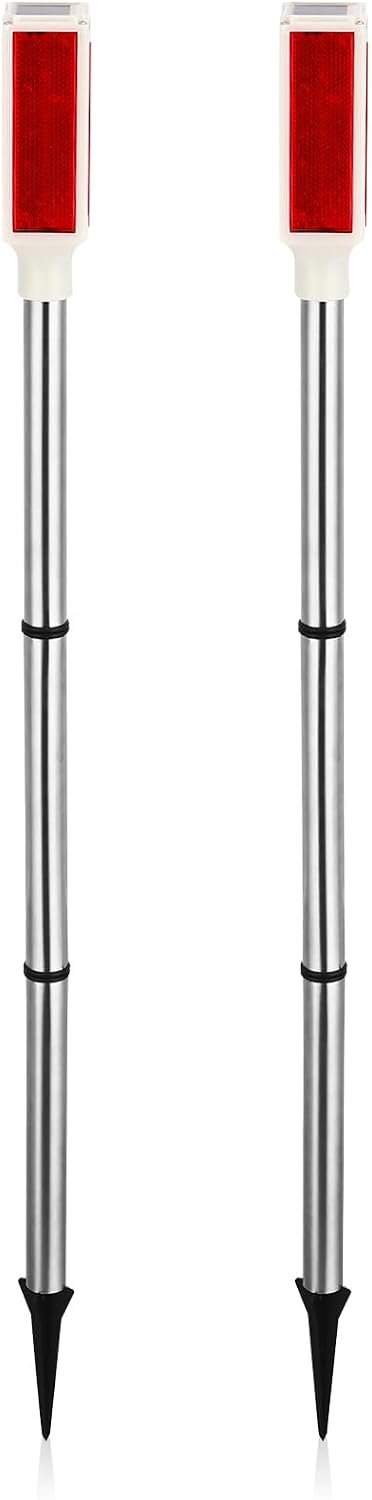 DOITOOL 2 Pcs Driveway Markers Solar Powered, 30 Inch Reflective Red Driveway Reflectors on Poles for Snow Road Outdoor Yard Parking Lots Strobe Warning Landscape Lighting