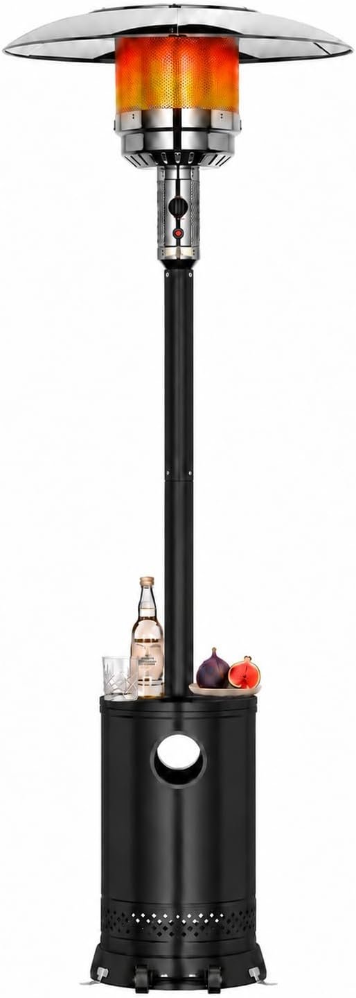 NAVINE 48,000 BTU Patio Heater, Outdoor Propane Heater with Wheels, Black