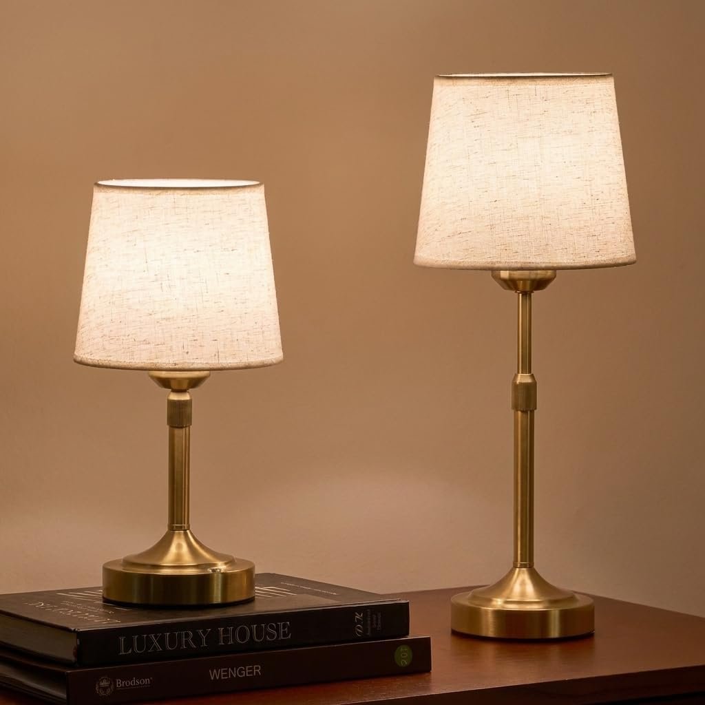 2 Pack Rechargeable Cordless Table Lamp – Small Table Lamp with 5200mAh Battery Operated, Bedside Lamps with 3 Color Temps & Stepless Dimming, Touch Control Wireless Lamps for Bedroom, Counter(Gold)