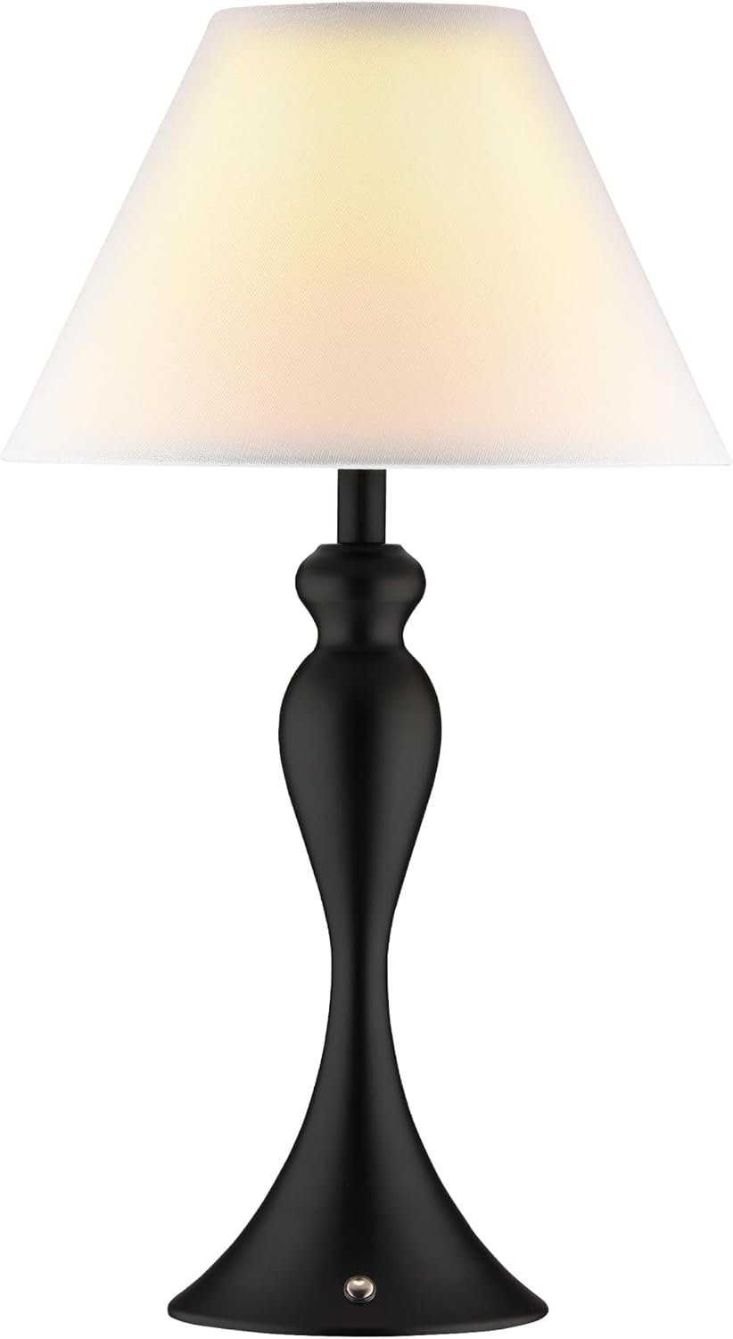 O’Bright Ember Cordless Table Lamp – Rechargeable, Touch Dimmable, Battery Operated, E26 LED Bulb, Type-C Fast Charging, Portable Lamp for Bedroom, Living Room, Office, Black