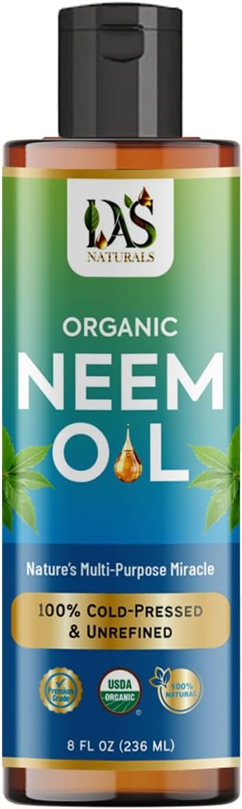 Organic Neem Oil Cold Pressed, for Skin Hair Scalp, 8 Fl Oz