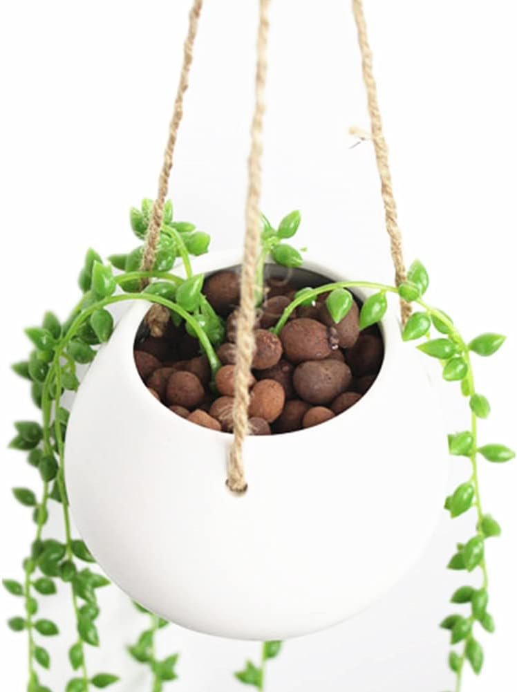 Moyishi Mini Decorative Ceramic Hanging Planter Flower Pot Water Planter Plant Vase (White)