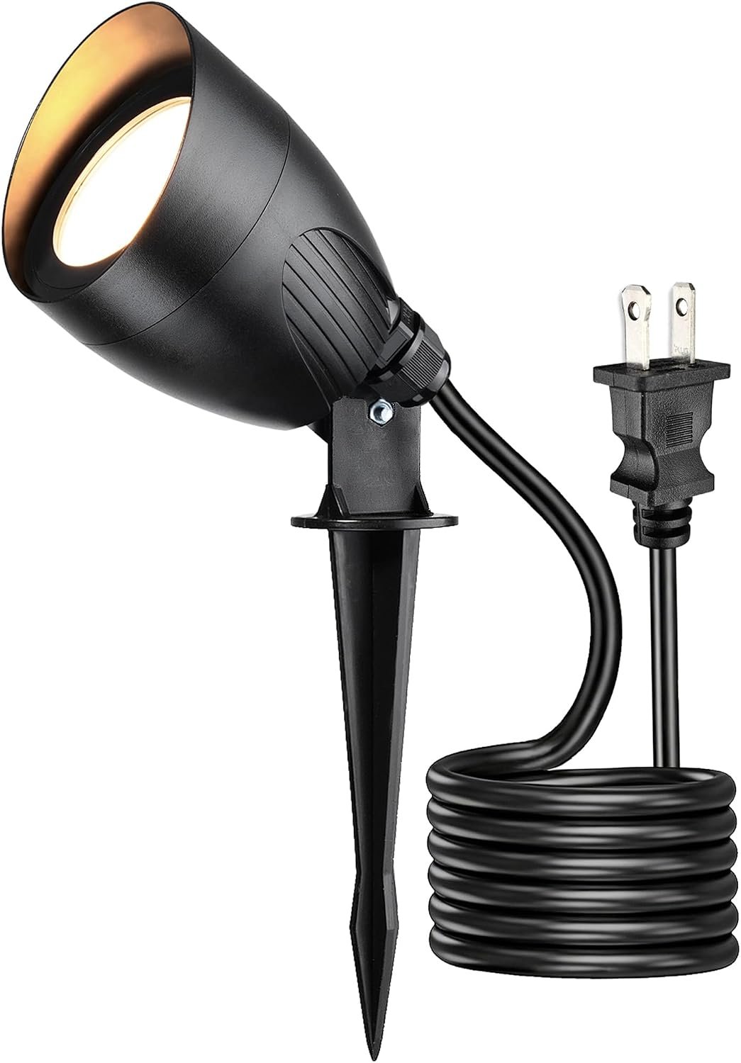 LITFIT 120V Landscape Spotlight,5.5W 2700K Warm White Plug in Outdoor Light