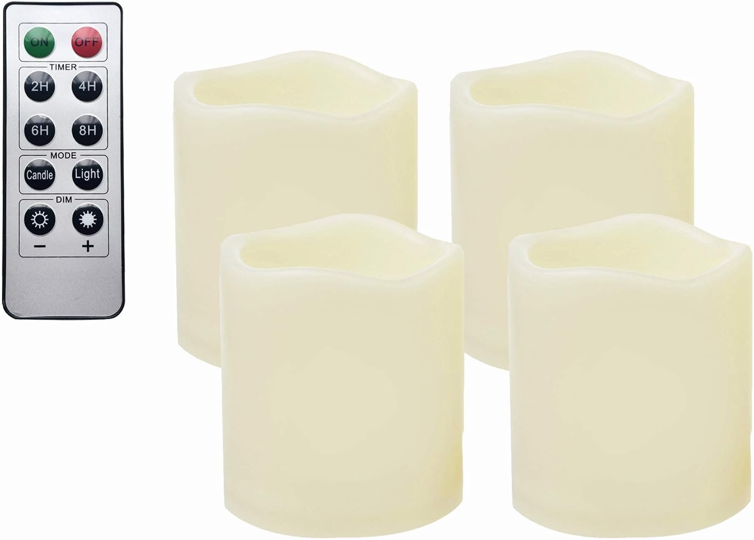 4 Pack Battery Operated Flameless LED Pillar Candles with Remote 3×3 Inches