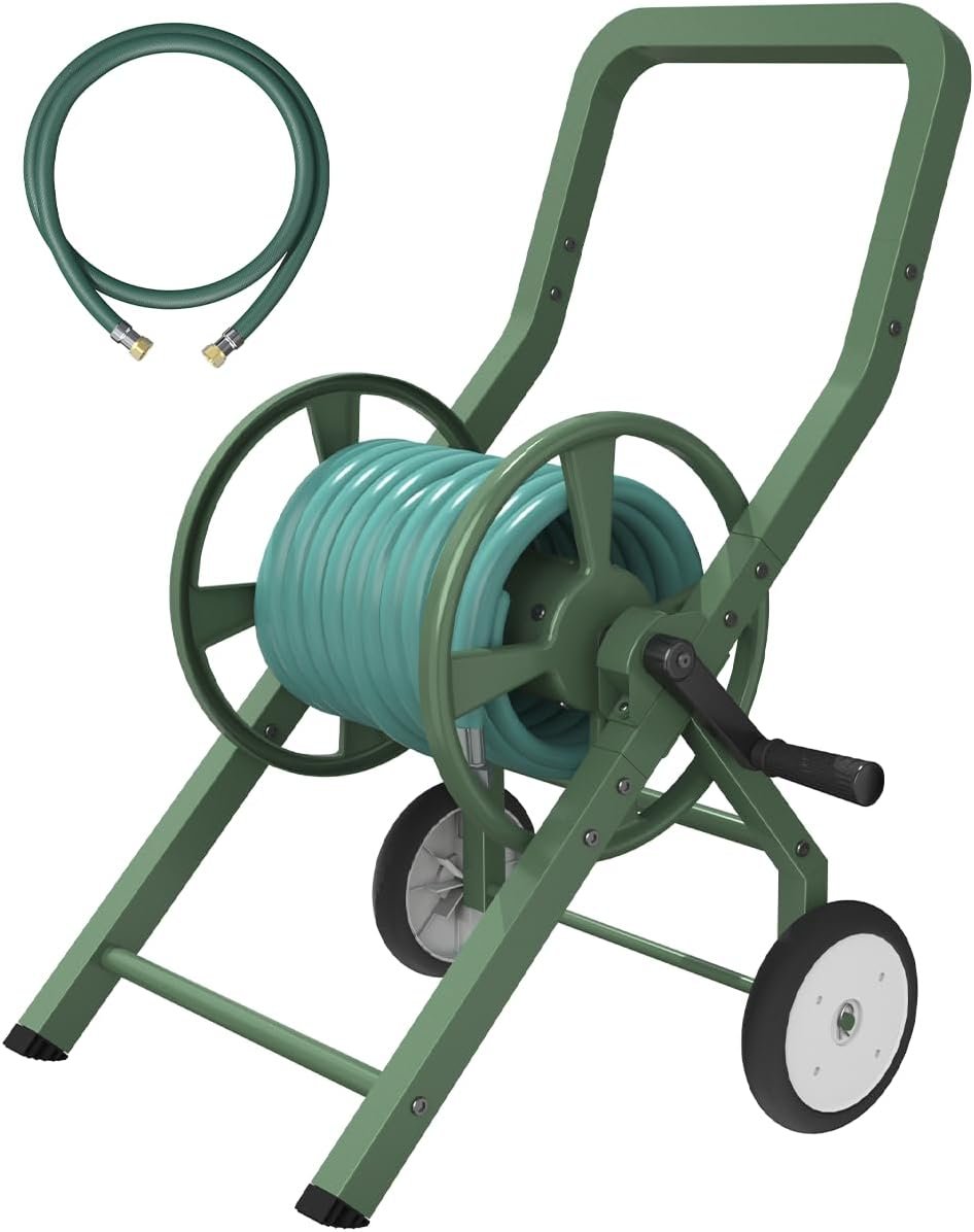 Artigarden Garden Hose Reel Cart with Wheels, Outdoor Hose Reel Cart, Green