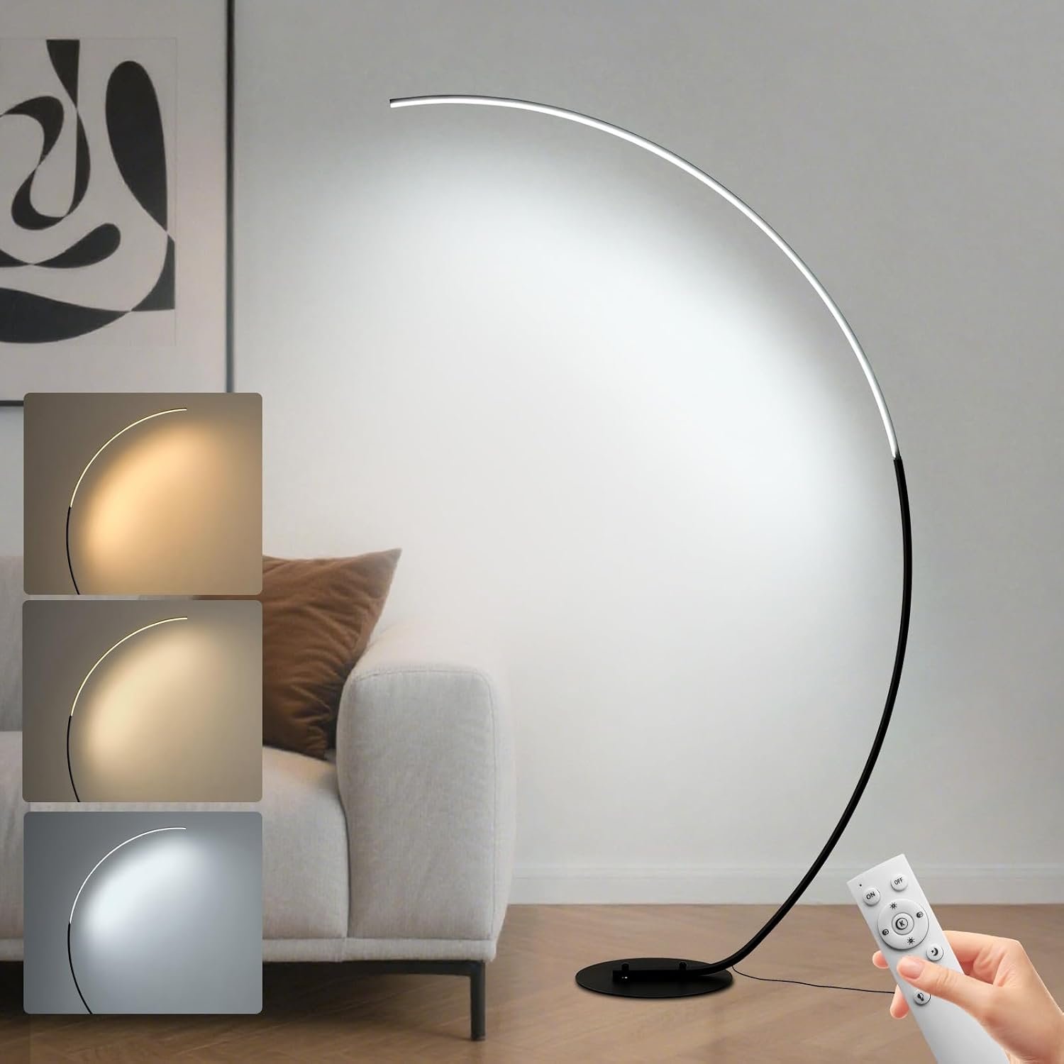 Arc Floor Lamps, 68.9″ Tall Standing Modern LED Floor Lamps for Living Room, Dimmable Reading Corner Floor Lamp for Bedroom