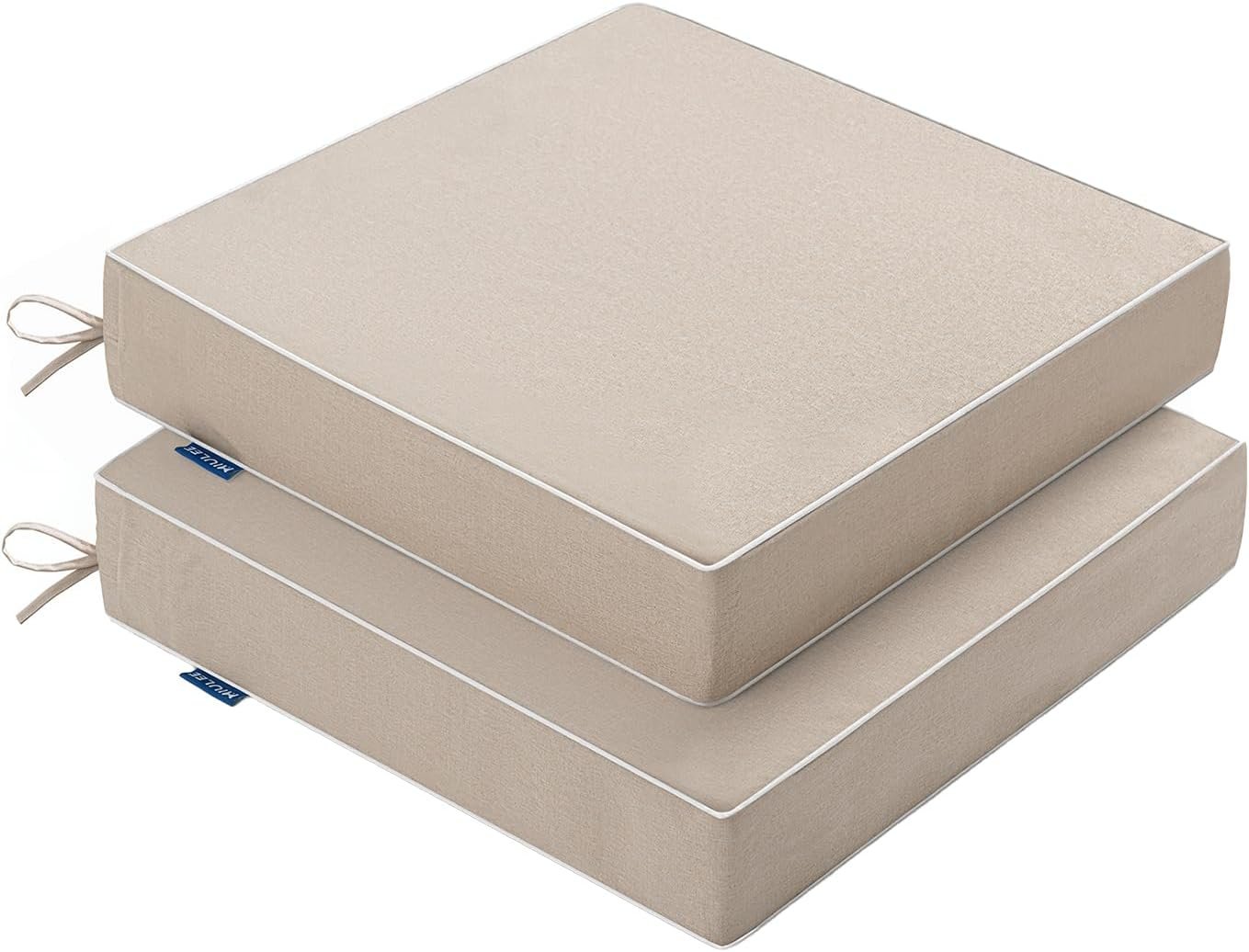 MIULEE Beige Outdoor Cushions 2 Pack,18.5x16x3 Inch Waterproof Cushions