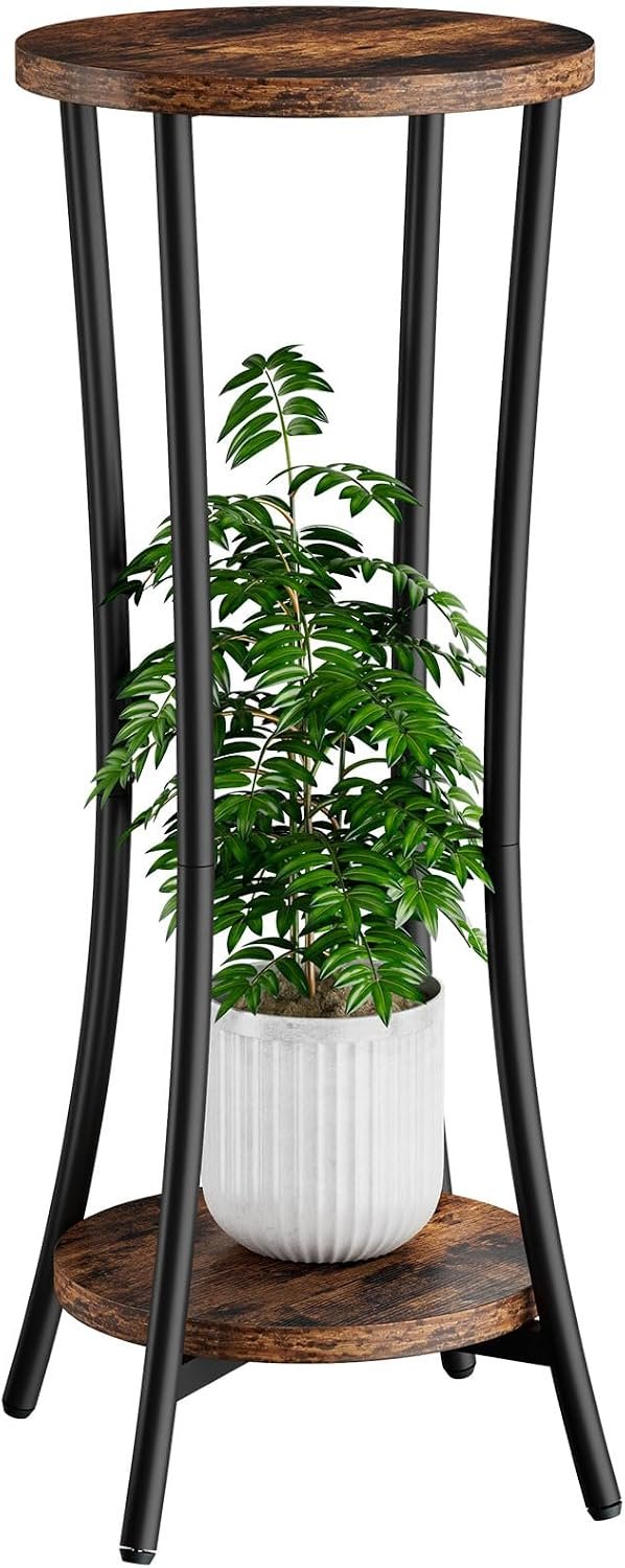 IBUYKE 30 Inch Tall Plant Stand Indoor, 2 Tier Wood Flower Stand, TMJ074H