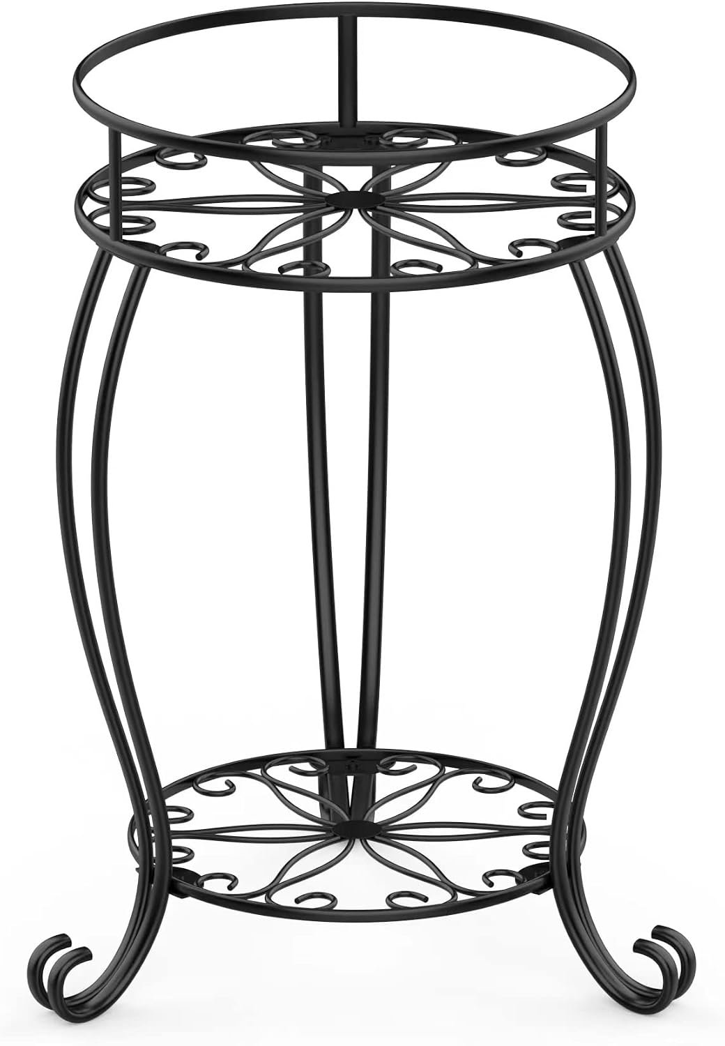 FaithLand 2 Tier Black Metal Plant Stand Indoor Outdoor, 19.4″