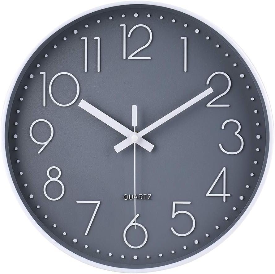 jomparis 16 Inch Gray Large Wall Clock Silent Modern Elegant Decor