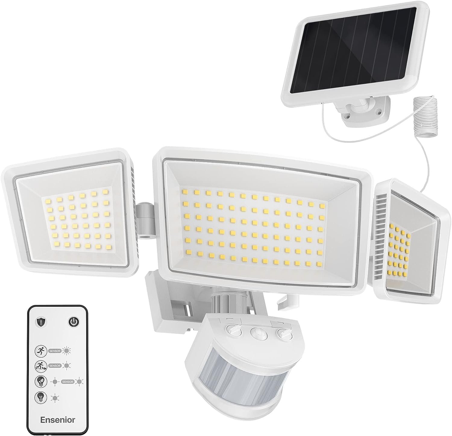 Ensenior Solar Flood Lights Outdoor, Split Panel Design, White, 1-Pack