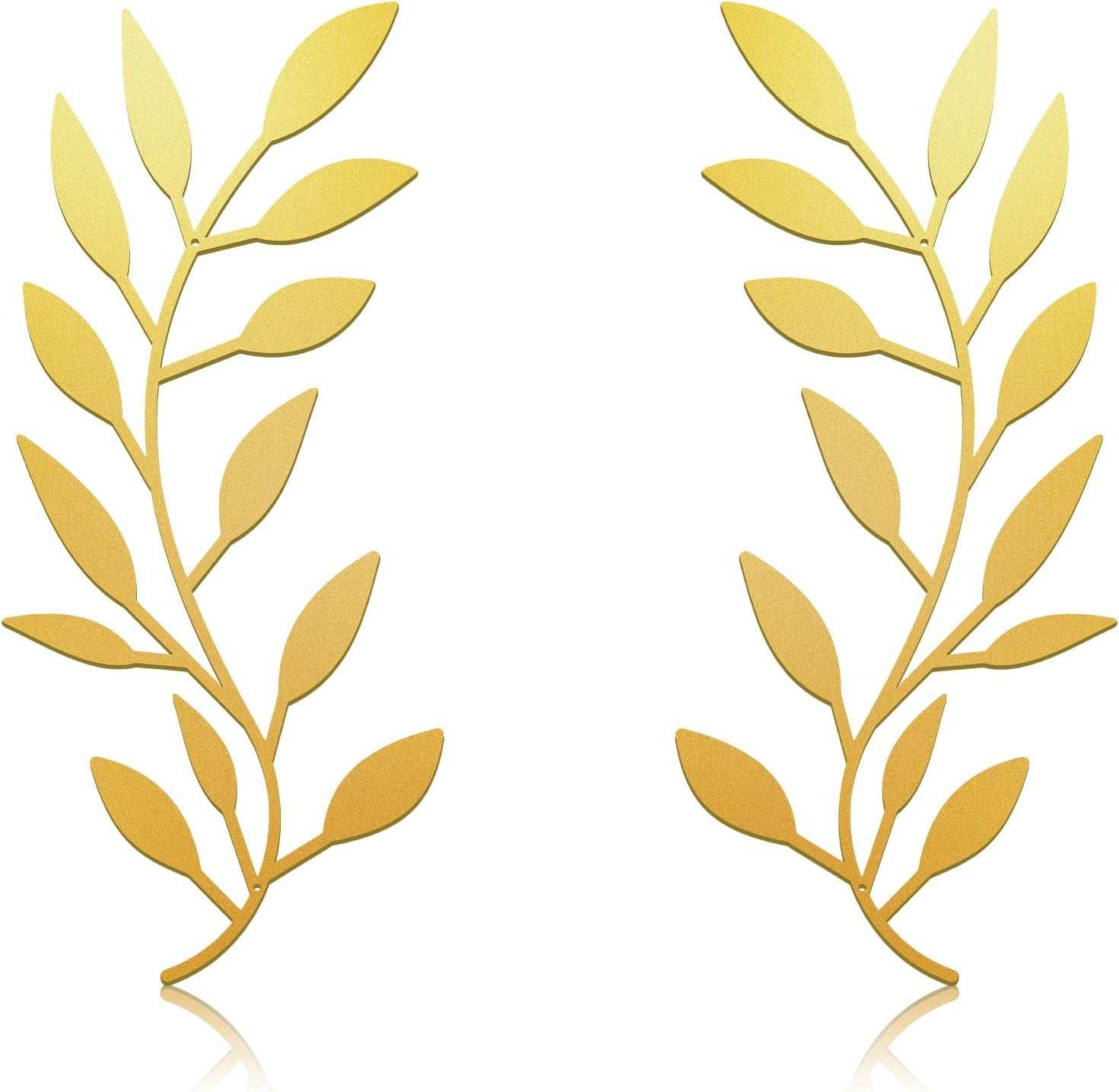 Zhengmy 2 Pcs Metal Leaf Wall Art Vine Branch Decor,Gold