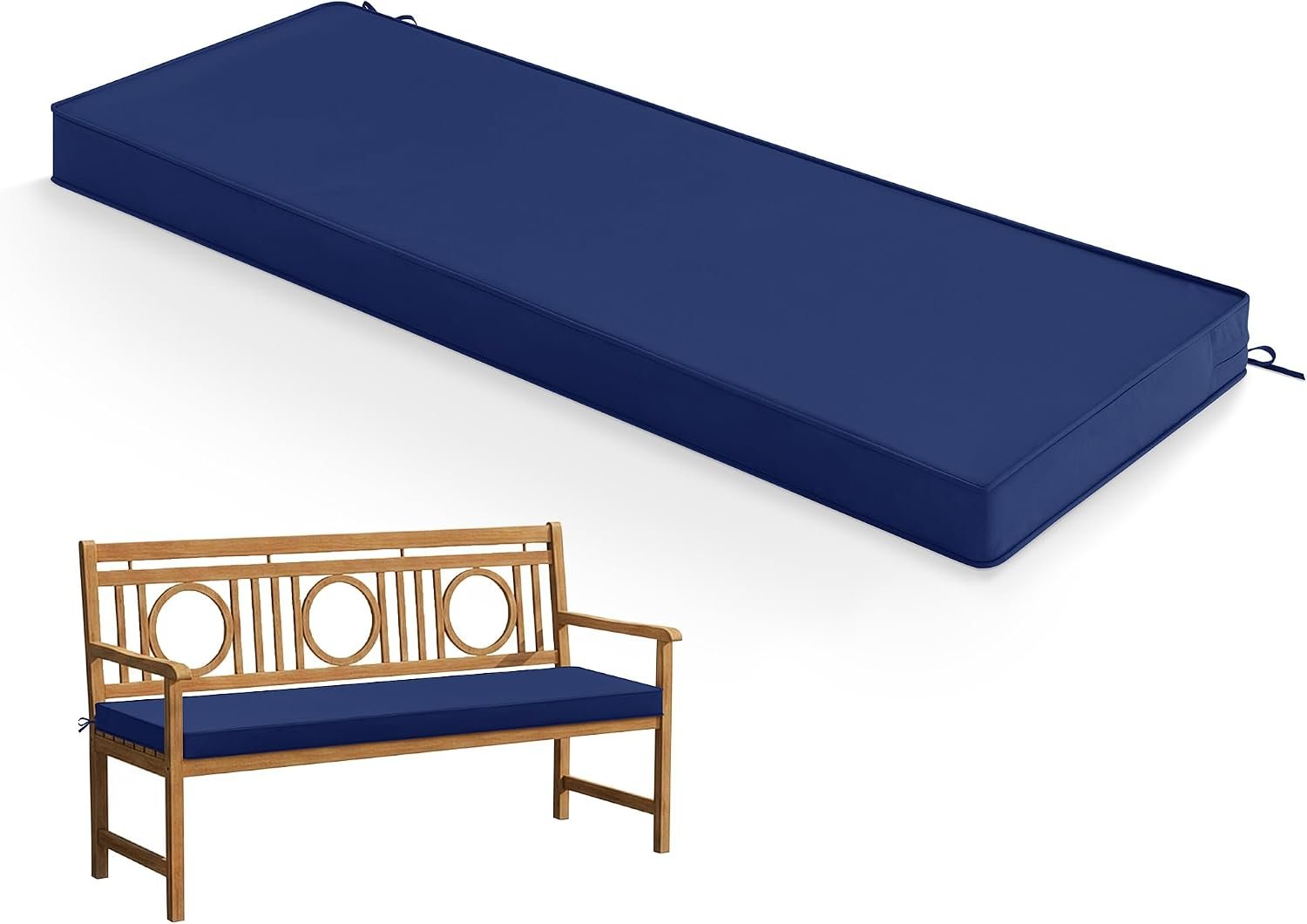 Summsun Outdoor Bench Cushion Pad, 48 x 18 x 3 Inch, Navy Blue