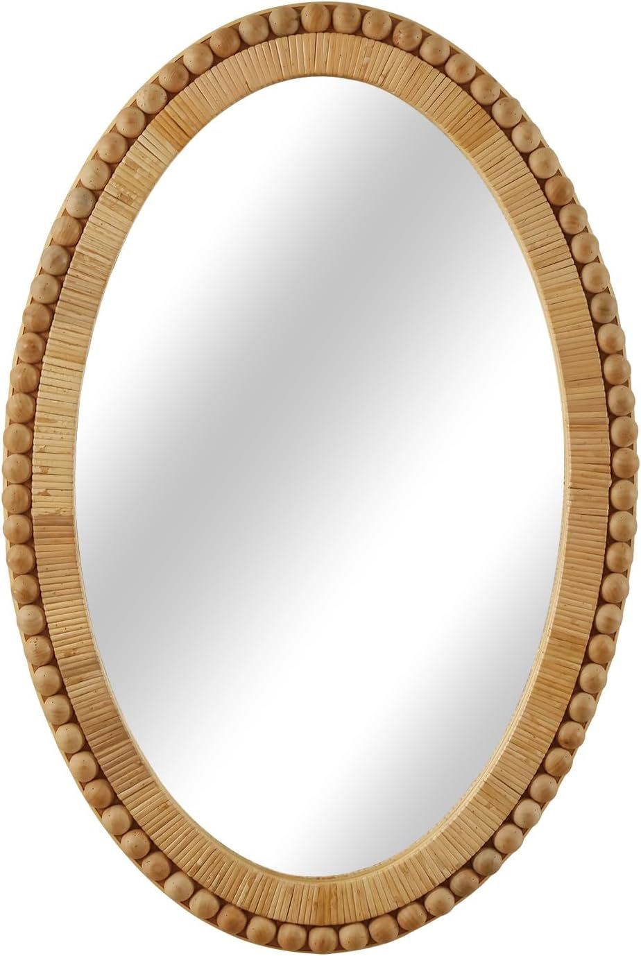Rattan Wall Mirror – Boho Handmade Wicker Mirror Rustic Farmhouse Mirrors for Bathroom Entryway Wall Decor, 20″ x 30″, Oval