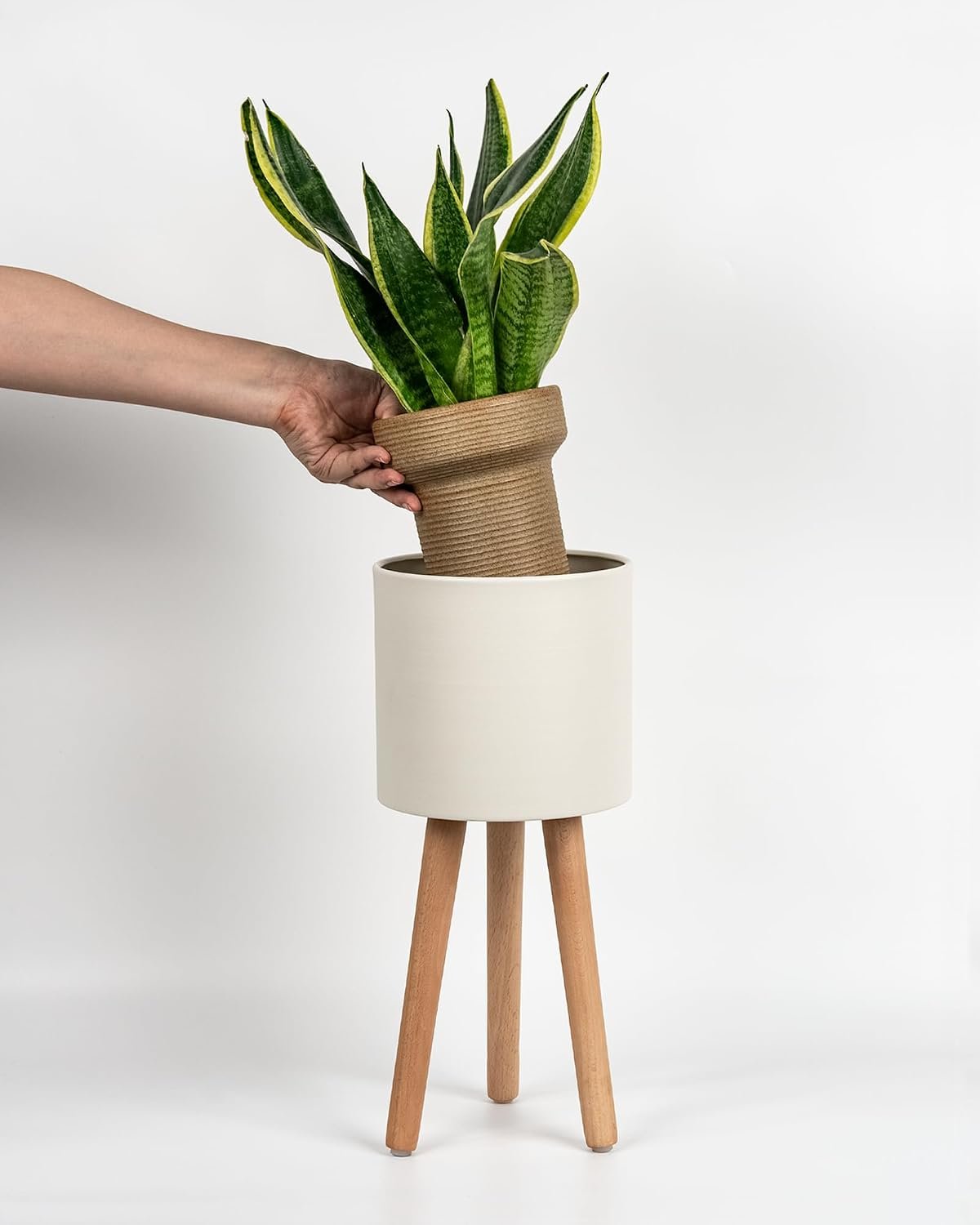 Bamworld Single Plant Holder for Indoor Plants Metal Planter Stand 6.9in