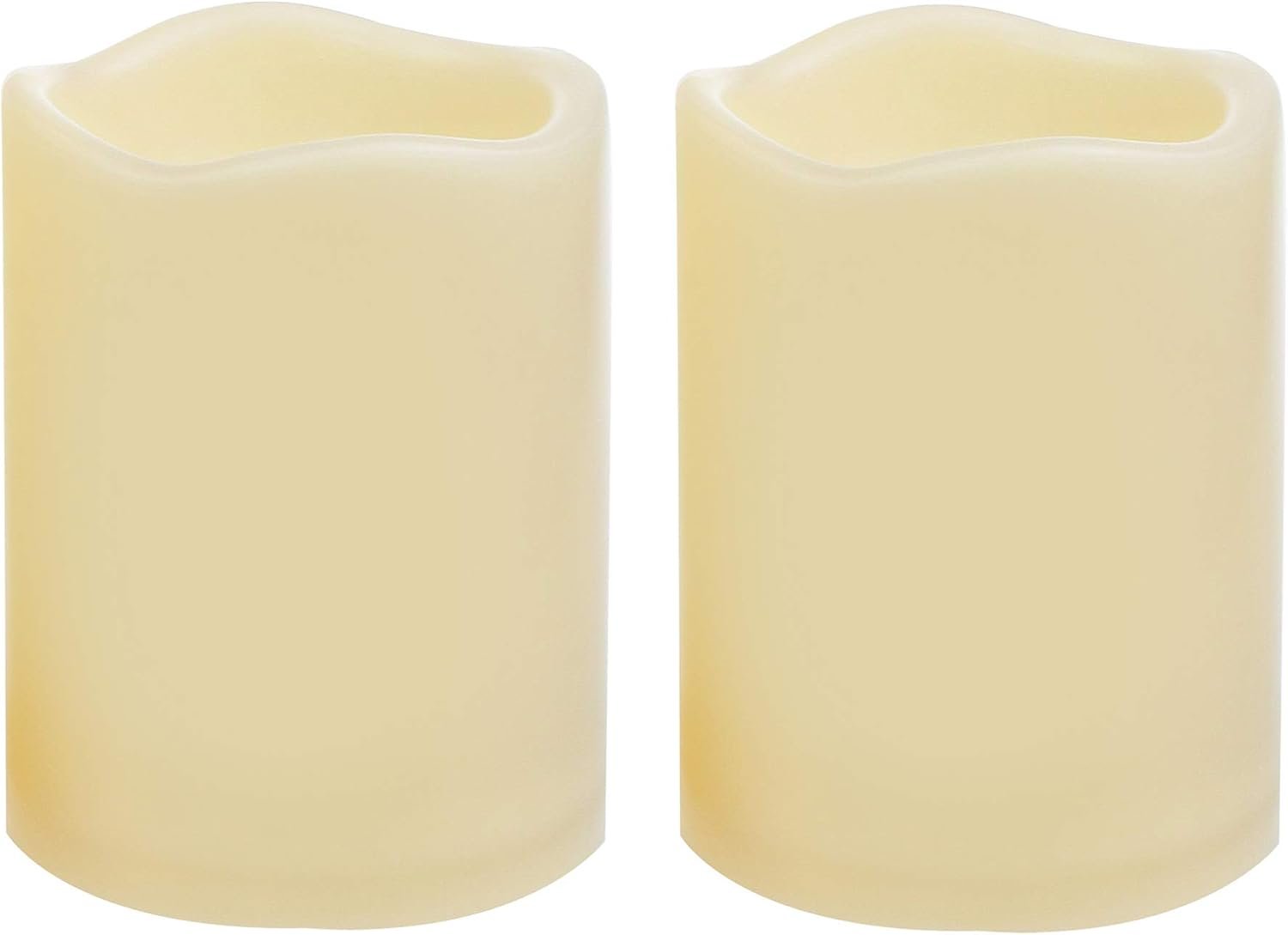2 PCS 3″ x4″ Waterproof Outdoor Battery Operated Flameless LED Pillar Candles with Timer Flickering Plastic Resin Electric Decorative Light for Lantern Patio Garden Home Decor Party Wedding Decoration