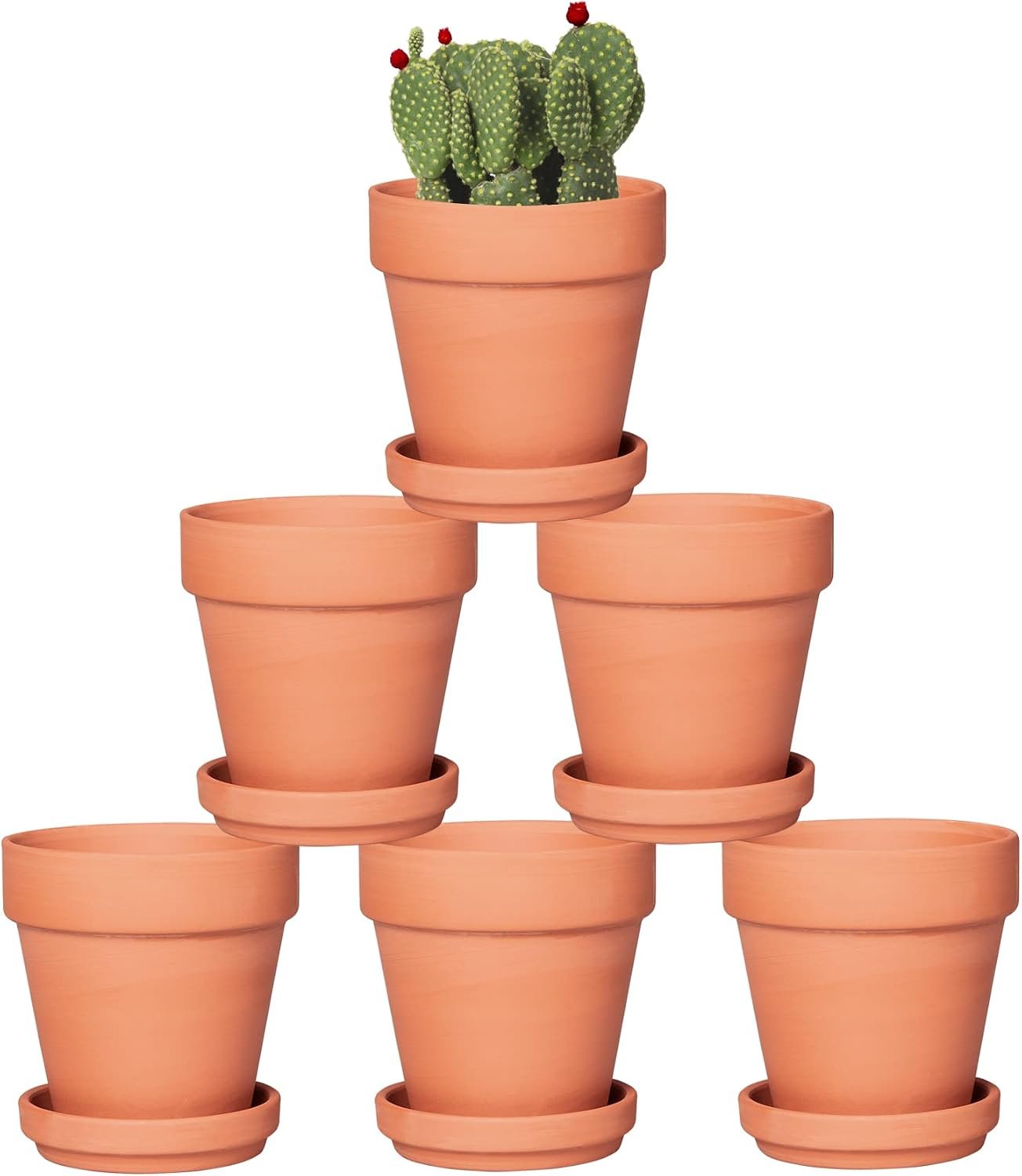 Orceler 4 Inch Terracotta Pots with Saucer – 6 Pack Small Clay Plant Pots with Drainage Holes, Flower Pots with Tray, Terra Cotta Pots for Indoor Outdoor Plants, Crafts, Wedding Favor